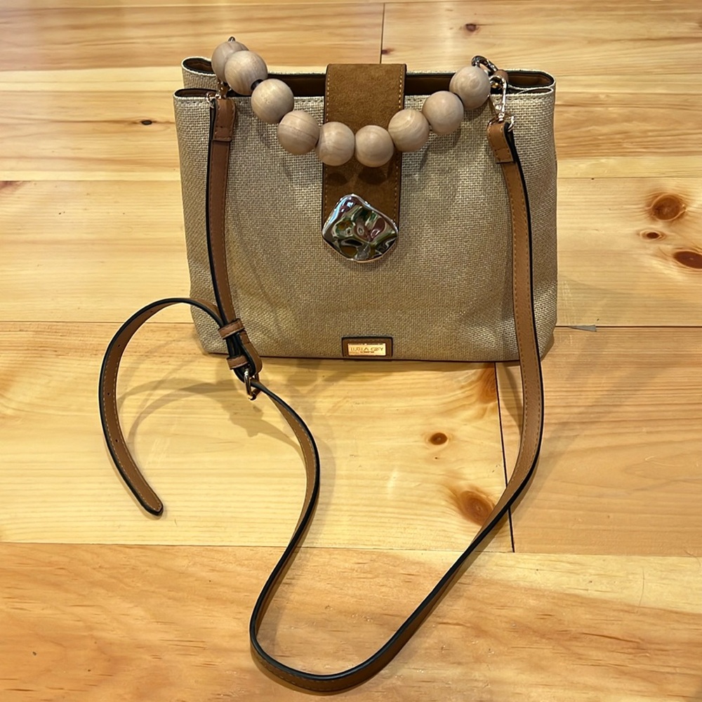 Luella Grey London wood handle crossbody bag